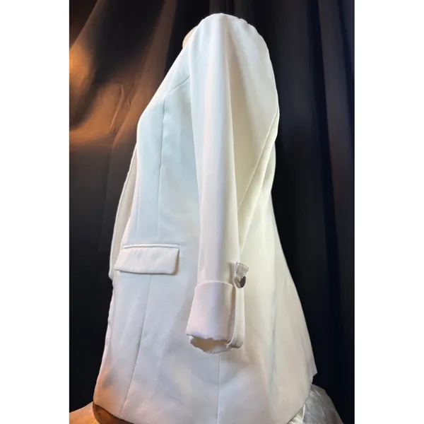 Apt. 9 Womens White Open Front Shawl Collar Blazer 3/4 Sleeve Size Medium - Image 5