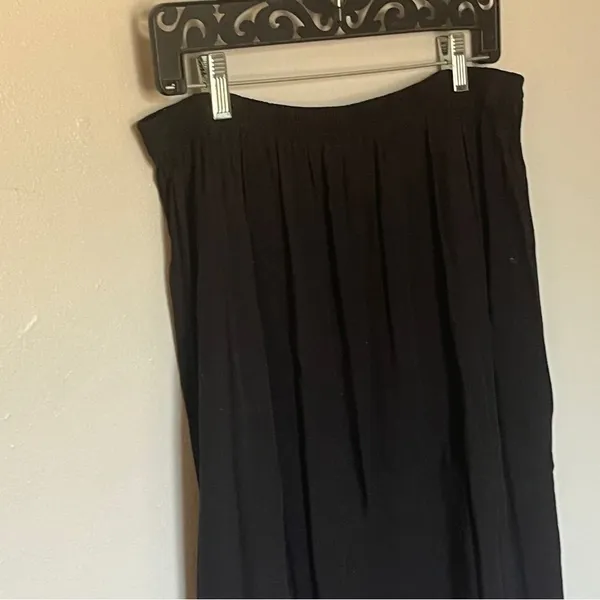 Vintage Embroidered Floral Hem Elastic Waist Skirt Black Large - Image 4
