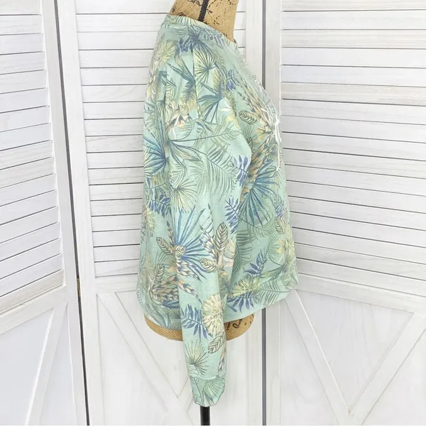 Body Glove Let's Get Salty Tropical Print Shirt Green Small‎ Crop Sweatshirt - Image 3