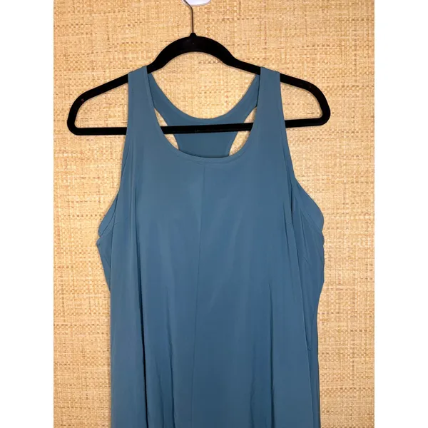Halara Teal Blue Racerback High Low Everyday Activity Dress with Shelf Bra L - Image 3
