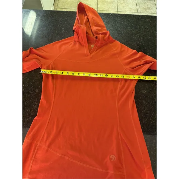 Mountain Hardwear Women's Orange Performance Hoodie Running Hiking Sz M Shirt - Image 7