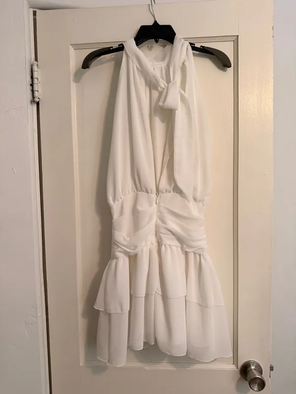 High Neck Backless Dress White Size M - Image 2