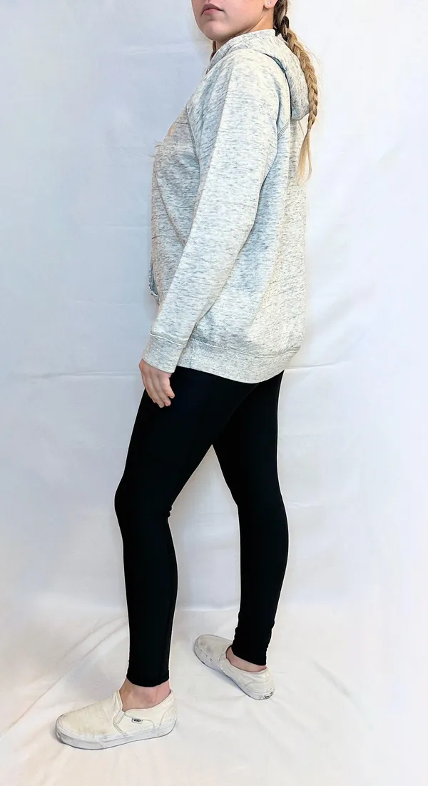 Vintage Abercrombie Glitter Logo Pullover Hoodie - Heather Grey - 15/16 (XS/S) - Image 2