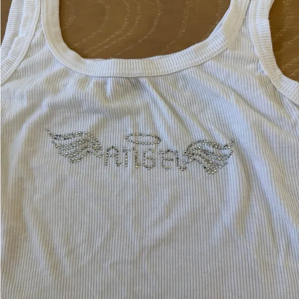 Edikted Cropped Angel Tank Top Heaven Diamond Size S White - Image 2