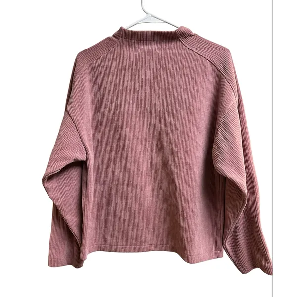 Madewell Striped Jacquard Funnelneck Top Soft Ribbed Woodrose Pink Medium - Image 7