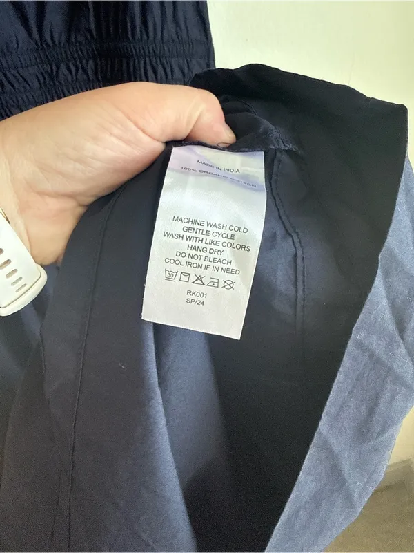 Quince 100% Organic Cotton Poplin Tiered Maxi Dress Navy Blue Size L - Image 16