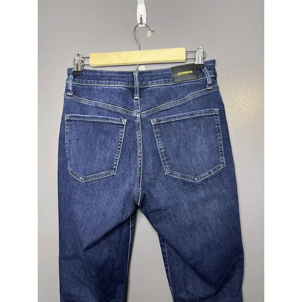 Express Curvy Skinny Mid Rise Jeans Womens 4L Med Wash Distressed Tall Denim - Image 5