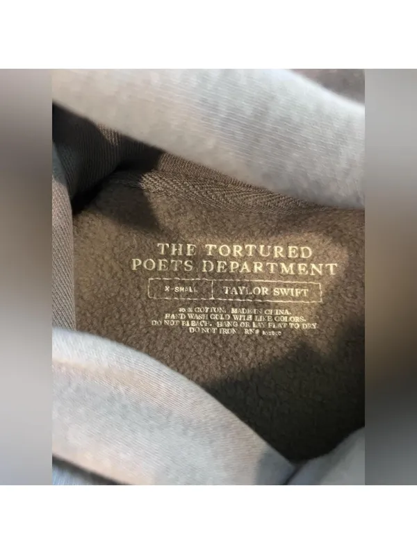 Taylor Swift TTPD embossed washed grey sweatshirt - Image 4