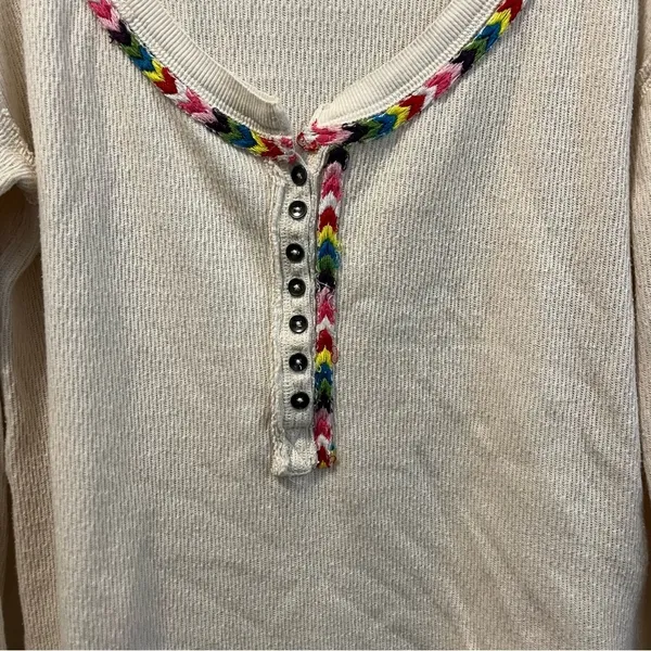 Free People Rainbow Thermal Henley Top Ivory - Image 5