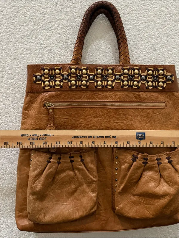 ISABELLA FIORE Brown Taj Mahal Charlize Fold-Over Messenger Pocket Tote Boho Bag - Image 5