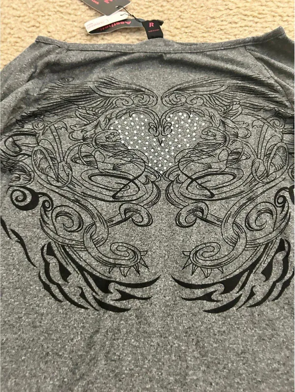 AB44 top shirt woman long sleeve gray medium size 6 - Image 5