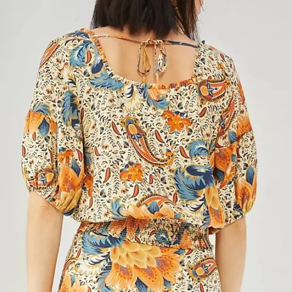 NWT Farm‎ Rio Bambina Floral Square Neck Elastic Back Tie Top - Image 3
