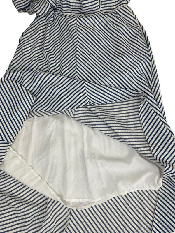 Draper James chevron Striped Square-Neck Midi Dress in Light Blue and White - Image 9