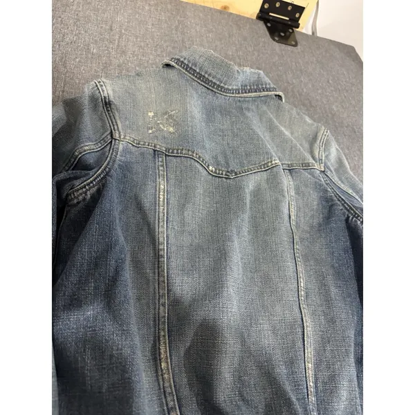 Mossimo Denim Vintage Y2K Distressed Cropped Jean Jacket Women's Sz L - Image 10