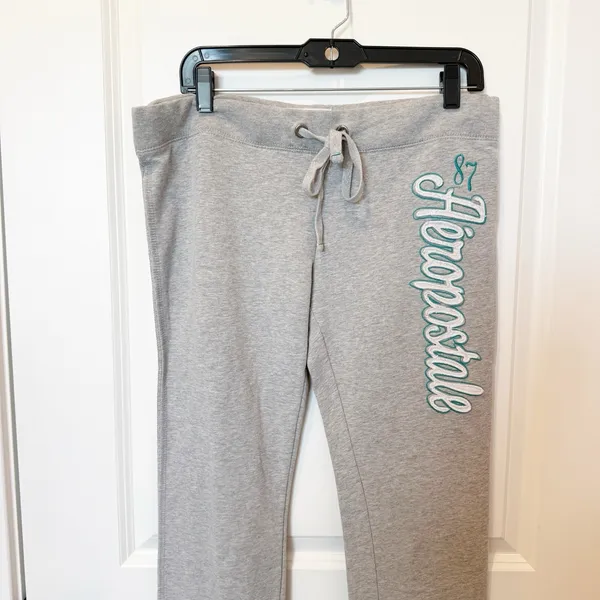 Aeropostale Womens Y2K Spell Out Sweatpants Large Gray Preppy 00s Lounge Casual - Image 2