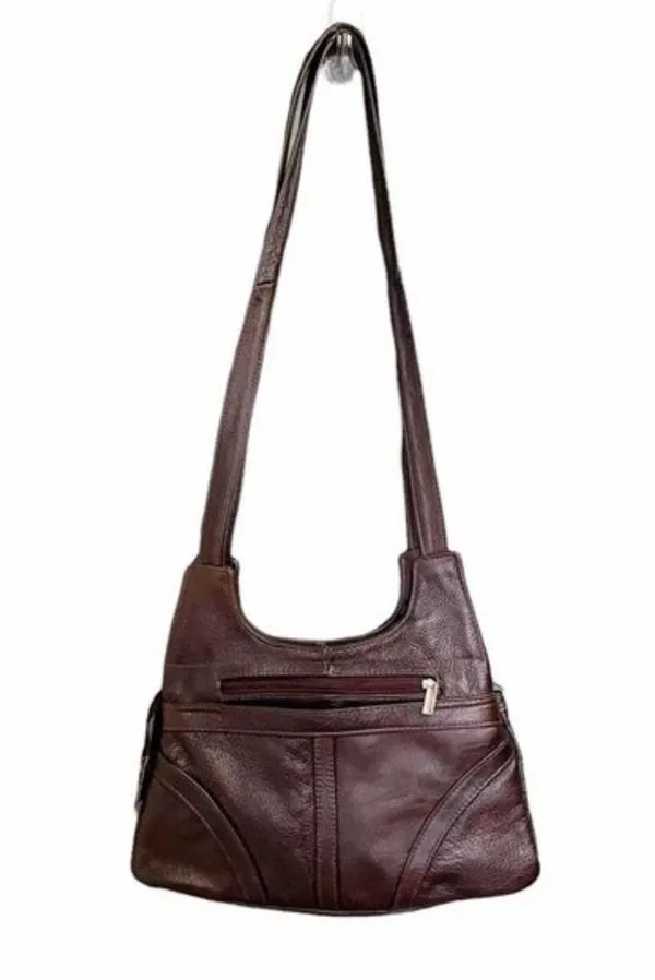 Vintage Pebbled Leather Crossbody Bag Espresso Brown 70s Boho Bohemian Purse - Image 5
