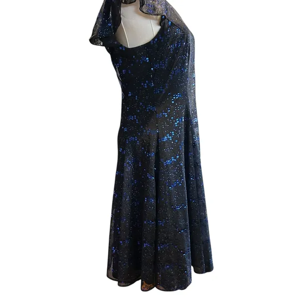 Black Dress Blue Sequin Formal USA Southeastern Performance Apparel SZ 10 LBD - Image 10
