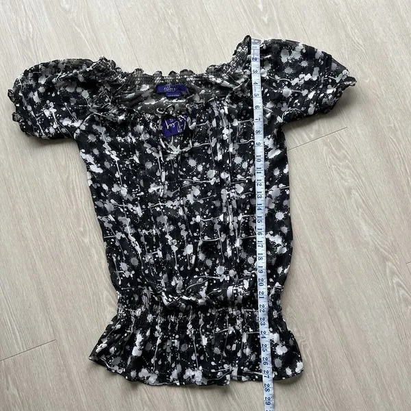 Miley Cyrus Max Azria Tunic Womens Small Black White Drawstring Georgette Sheer - Image 10