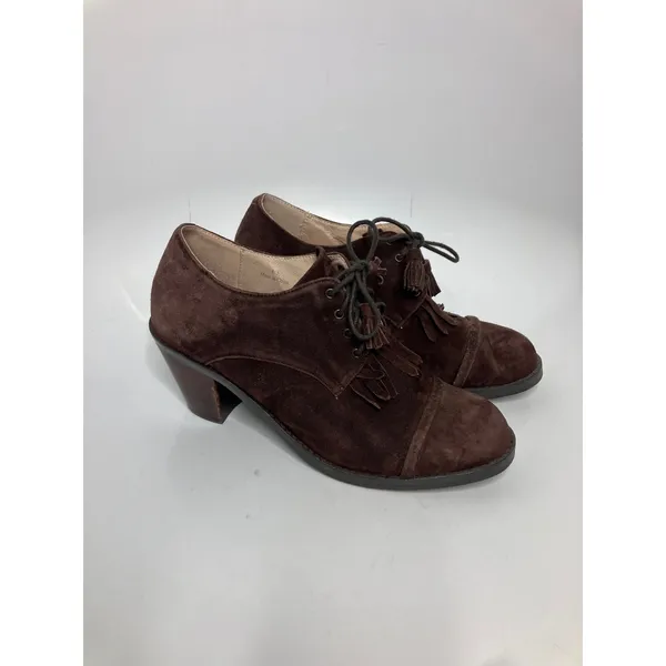 J. Jill Heeled Oxfords Womens 8.5 Brown Good Suede Kiltie Tassel Lace Up - Image 3