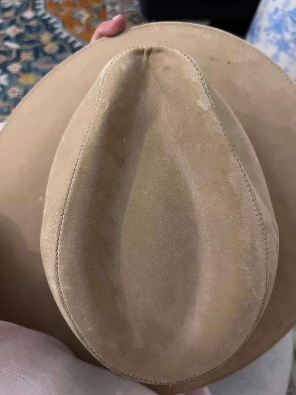 Suede tan neutral beige cowboy style hat western - Image 7