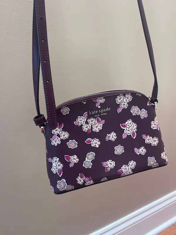 Kate Spade Crossbody Purse Floral Purple - Image 2