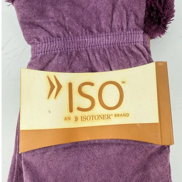 Isotoner Gloves‎ Blackberry Purple Women L Genuine Leather Faux Fur Trim New - Image 2