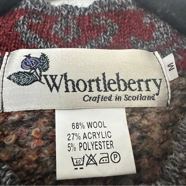 Vintage Whortleberry Scottish Wool Button Front Cardigan Sweater Womens Medium - Image 2