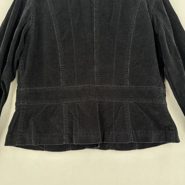 Rafaella Velvet Jacket Women 14 Black Button Front Peplum Trucker Stretch Y2K - Image 6