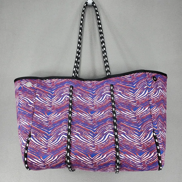 Zubaz Tote Bag Blue Red White Buffalo Bills Zebra Print Neoprene Gameday Large - Image 3