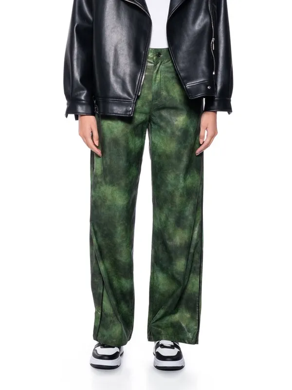 Vintage Y2K Green Wide Leg Faux Leather Pants - Image 5