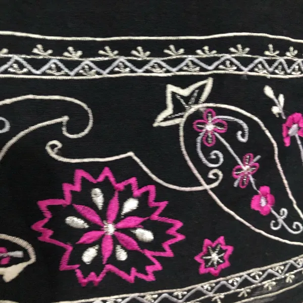 Vintage 90s y2k Amanda smith floral‎ embroidered black pink skirt waist 38” - Image 7