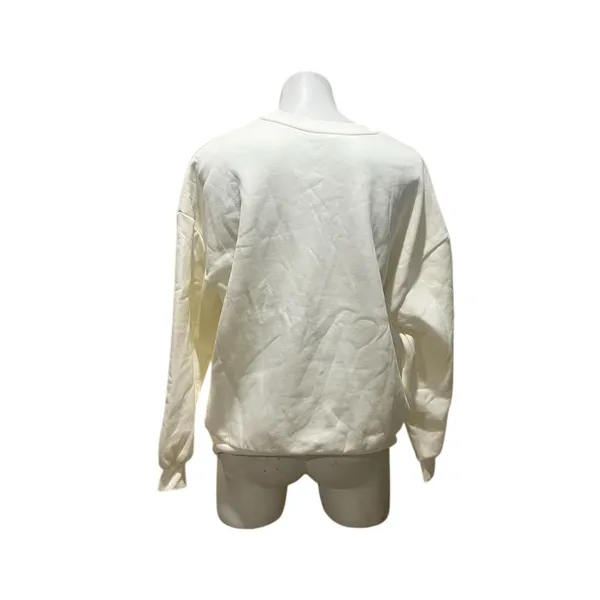 Francesca's Women's M Beige Love Embroidered Long Sleeve Sweatshirt - Image 9