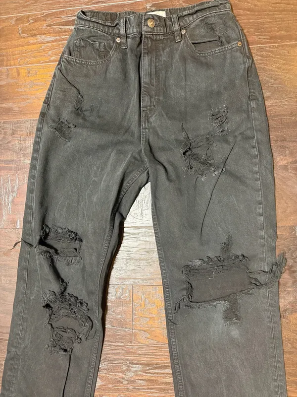 We The Free CRVY High Rise Distressed Straight Leg Jeans Wash Black 28 - Image 5