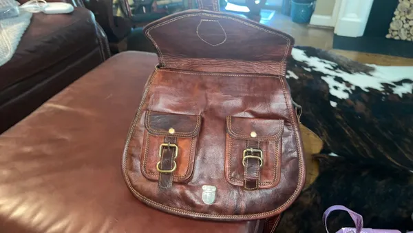 Vintage handmade leather crossbody Brown - Image 4