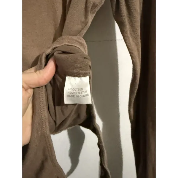 White Fox Ribbed High Neck Long Sleeve Bodysuit‎ in Tan Size Medium - Image 4