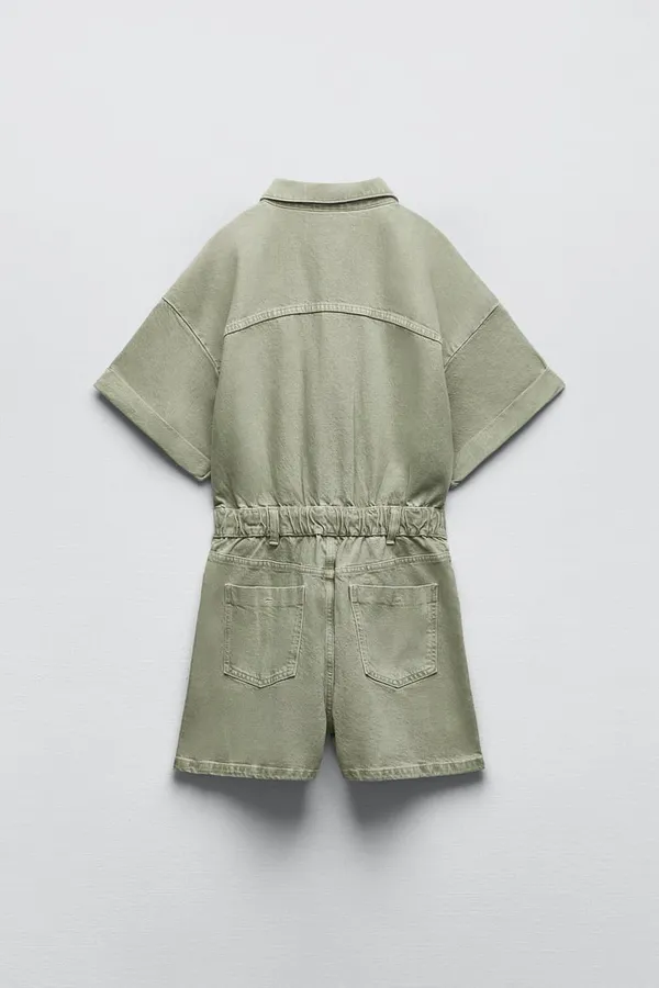 romper jumpsuit denim jeans olive green - Image 6