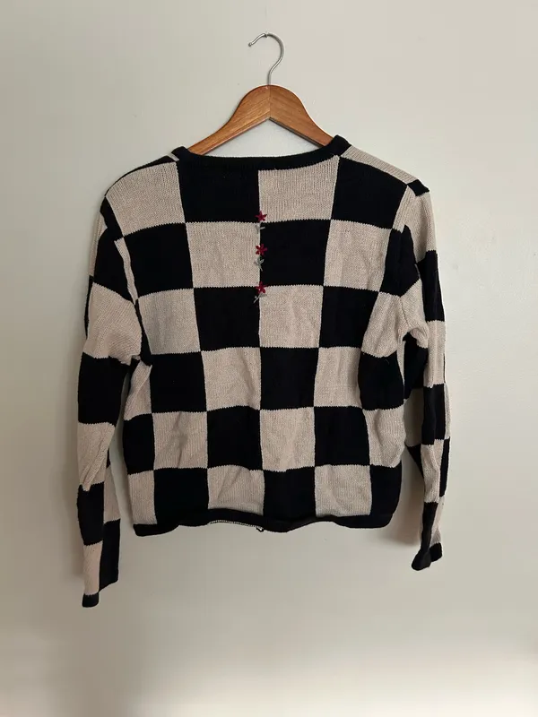 Christopher & Banks Vintage beige and black checkered cardigan - Image 4