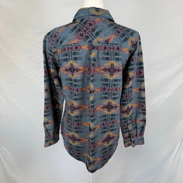 Ariat Re-AL Relaxed Fit Southwestern Jacquard Button Down Shirt Blue Purple Sz M - Image 2