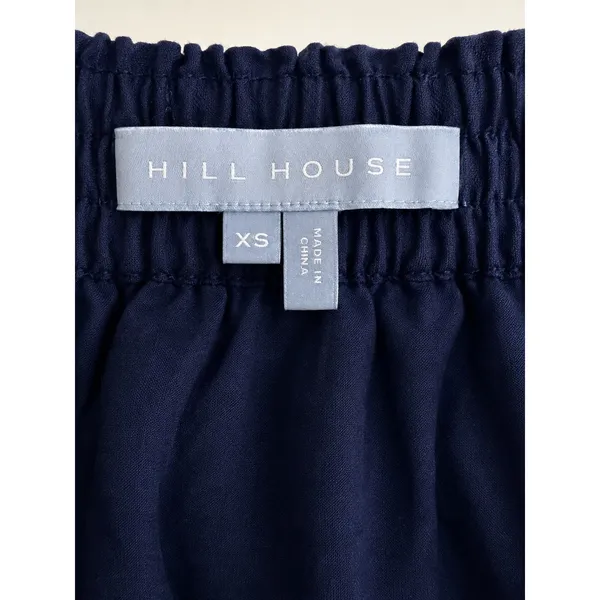 Hill House Navy Linen Tiered Ruffle Mini Skirt XS Elastic Waist Lined Cottage - Image 5