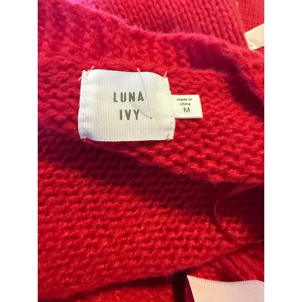 Luna Ivy red Bow Cardigan Sweater M Coquette NEW peppy Y2K cottage Anthro dainty - Image 6