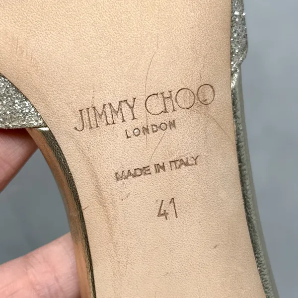 Jimmy Choo Annie 85 Glitter Ankle Strap Open Toe Mid Height Sandal Heels Formal - Image 13