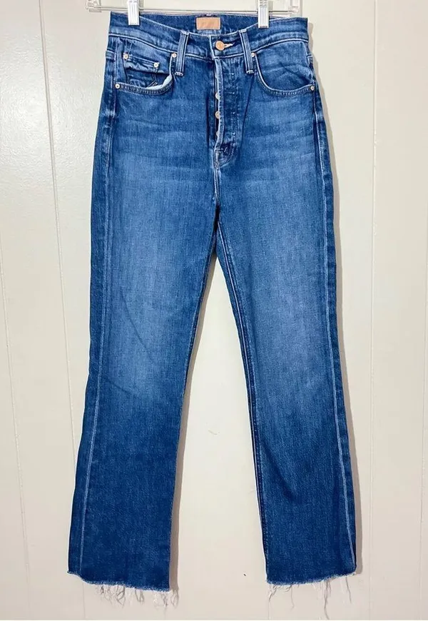 MOTHER The Tripper Ankle Fray Jeans in Nature Touch Base Blue Size 25 - Image 2