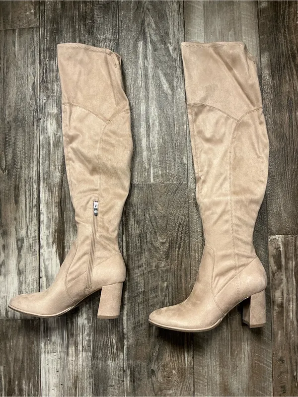 Marc Fisher Tan Over-the-Knee Block Heel Boots Size 7 - Image 7