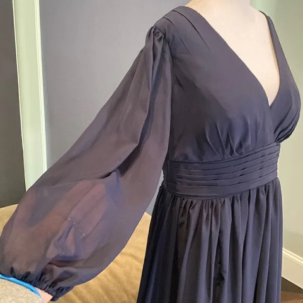 Women’s Blue Full Length V-Neck Corset Bridesmaid Dress Leg Split Size 14 - Image 4
