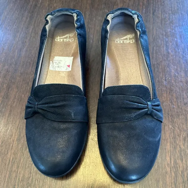 Dansko Black Nubuck Bow Loafer Comfort Shoes EU 38 US 7.5–8 - Image 2