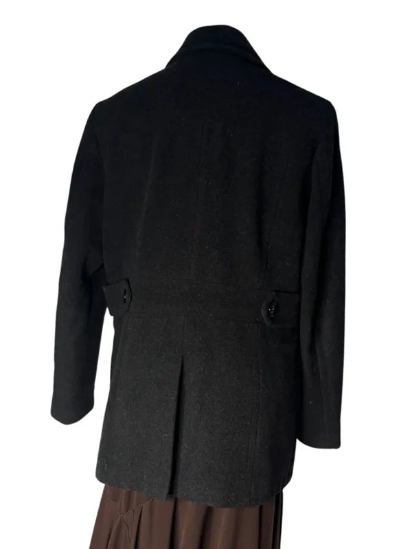 CALVIN KLEIN Charcoal Wool Blend Double Breasted Pea Coat Womens Size 14 - Image 2