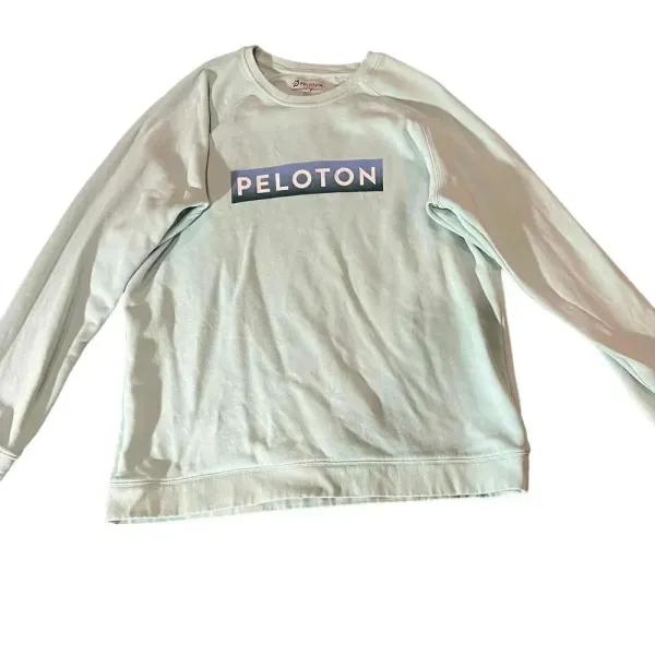 Peloton Womens Large Crew Neck Cycling Spell Out Logo Light‎ Blue Sweatshirt - Image 2