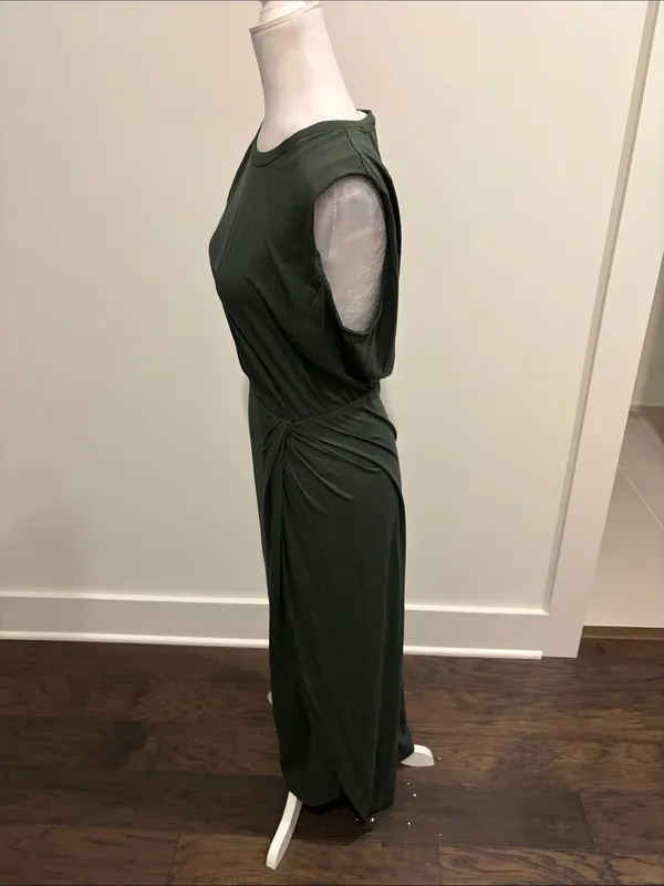 New With Tags Elan Front Slit Dark Green Midi Dress Sz S - Image 6