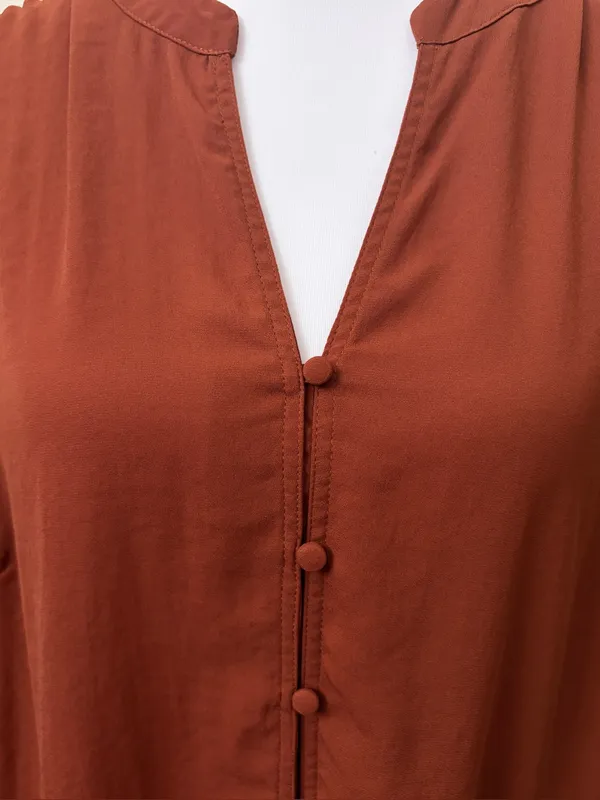 Maurices Rust Button Front Long Sleeve Blouse XXL Fall Office - Image 4