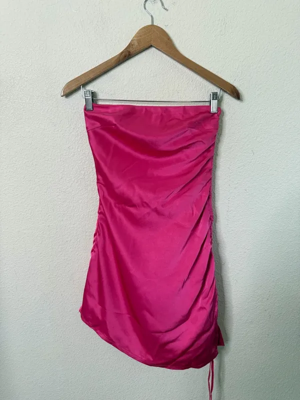 Meshki Katia Ruched Mini Dress Hot Pink Womens Size S - Image 4